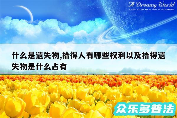 什么是遗失物,拾得人有哪些权利以及拾得遗失物是什么占有