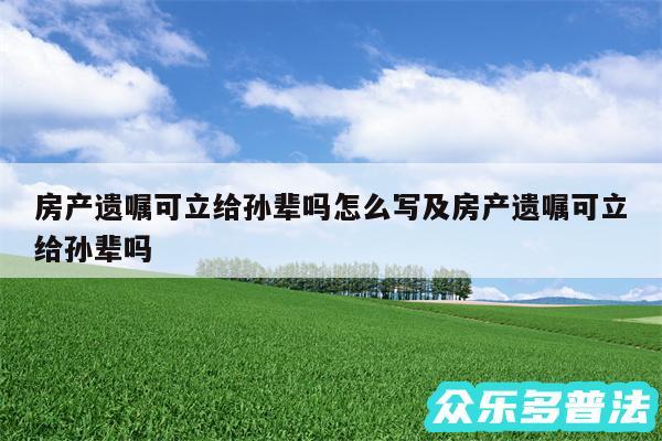房产遗嘱可立给孙辈吗怎么写及房产遗嘱可立给孙辈吗