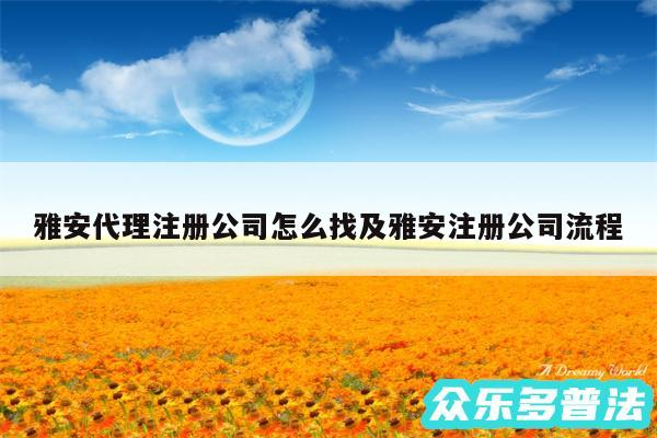 雅安代理注册公司怎么找及雅安注册公司流程