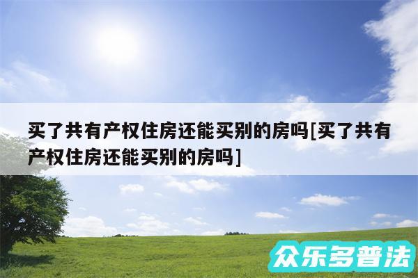 买了共有产权住房还能买别的房吗及买了共有产权住房还能买别的房吗