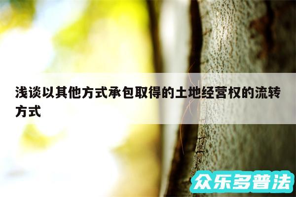 浅谈以其他方式承包取得的土地经营权的流转方式