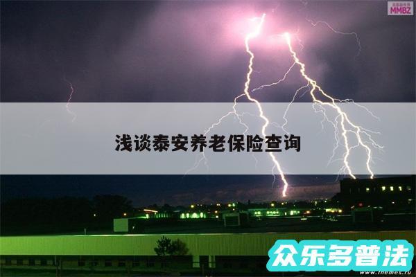 浅谈泰安养老保险查询