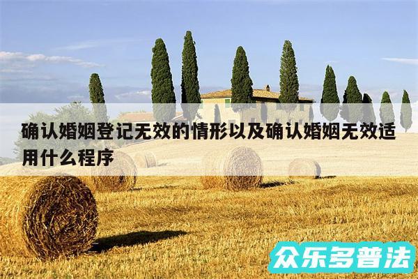 确认婚姻登记无效的情形以及确认婚姻无效适用什么程序