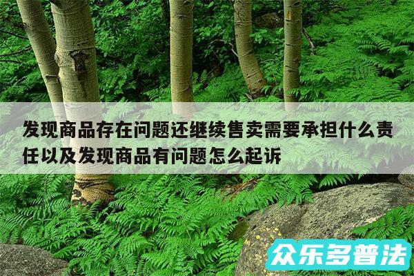 发现商品存在问题还继续售卖需要承担什么责任以及发现商品有问题怎么起诉