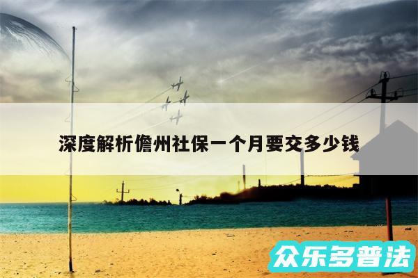 深度解析儋州社保一个月要交多少钱
