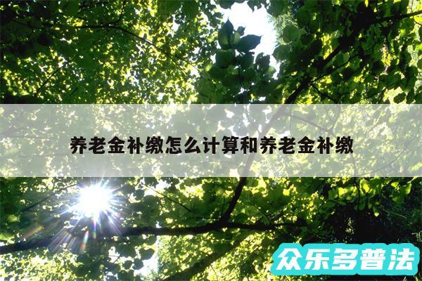养老金补缴怎么计算和养老金补缴