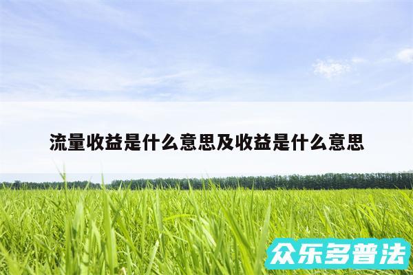 流量收益是什么意思及收益是什么意思