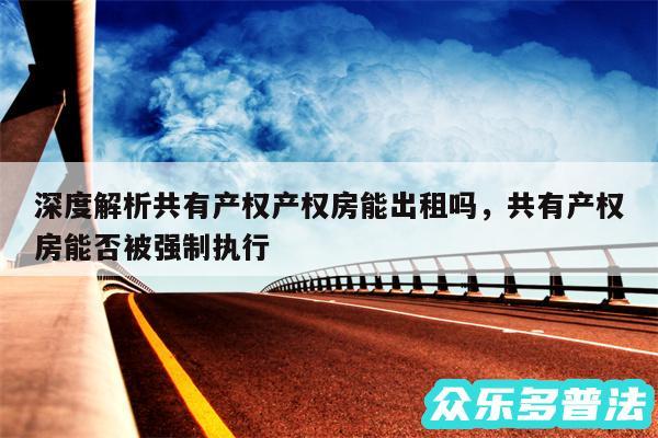 深度解析共有产权产权房能出租吗,共有产权房能否被强制执行