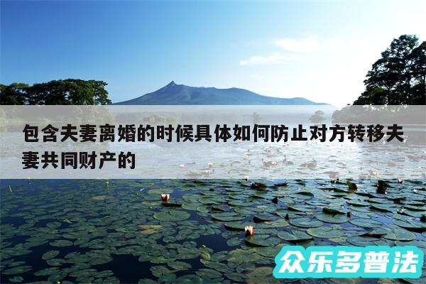 包含夫妻离婚的时候具体如何防止对方转移夫妻共同财产的