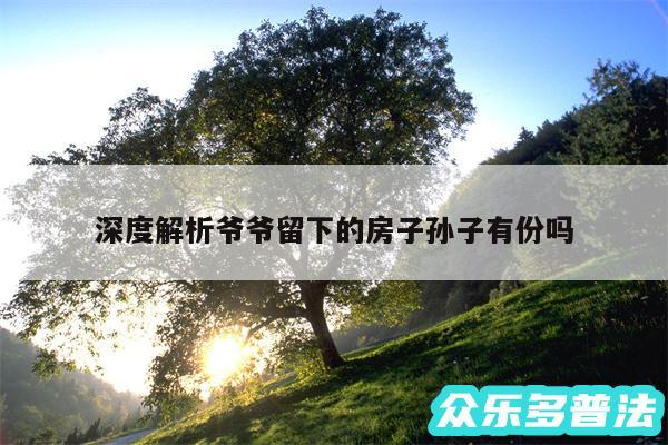 深度解析爷爷留下的房子孙子有份吗