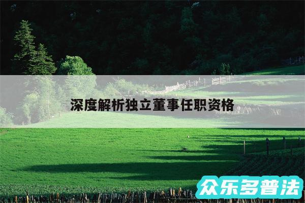 深度解析独立董事任职资格