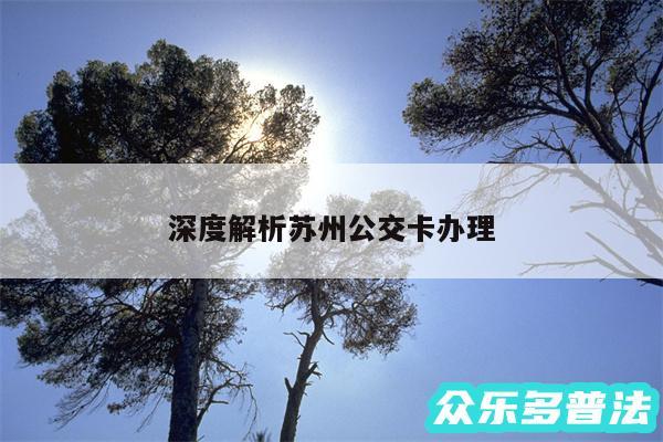 深度解析苏州公交卡办理