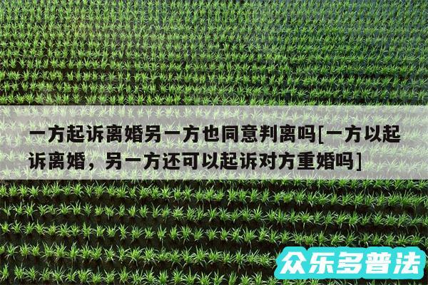 一方起诉离婚另一方也同意判离吗及一方以起诉离婚,另一方还可以起诉对方重婚吗