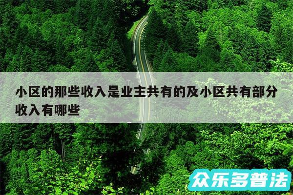小区的那些收入是业主共有的及小区共有部分收入有哪些