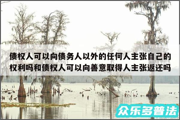 债权人可以向债务人以外的任何人主张自己的权利吗和债权人可以向善意取得人主张返还吗