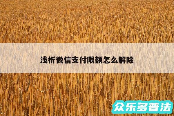 浅析微信支付限额怎么解除