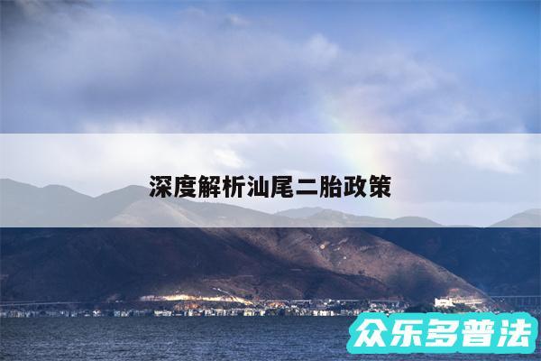 深度解析汕尾二胎政策