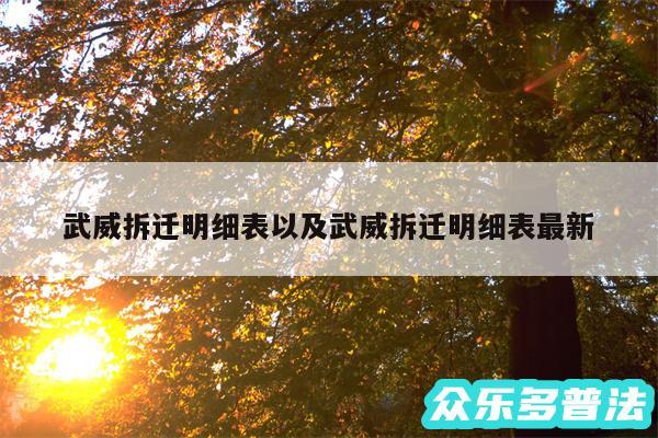 武威拆迁明细表以及武威拆迁明细表最新