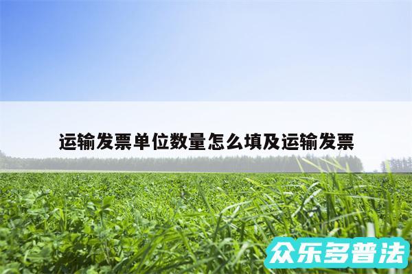 运输发票单位数量怎么填及运输发票