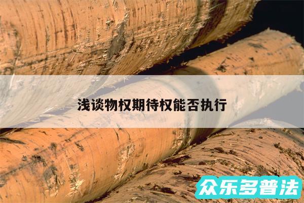 浅谈物权期待权能否执行