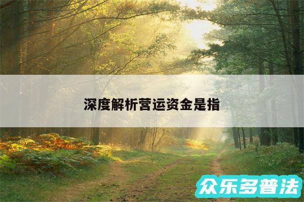 深度解析营运资金是指