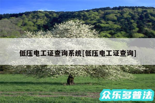 低压电工证查询系统及低压电工证查询