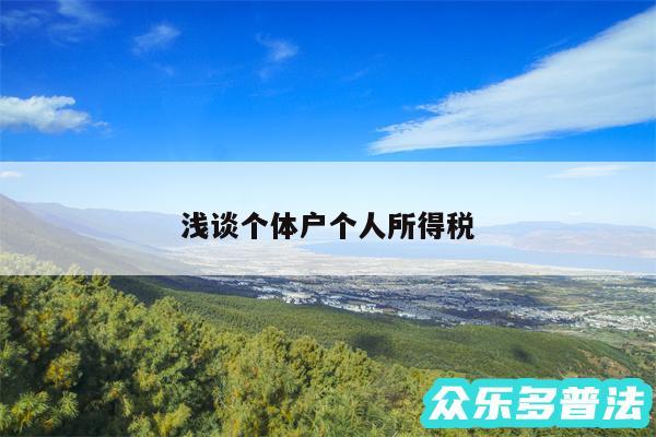 浅谈个体户个人所得税