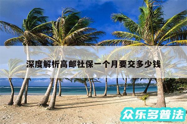 深度解析高邮社保一个月要交多少钱