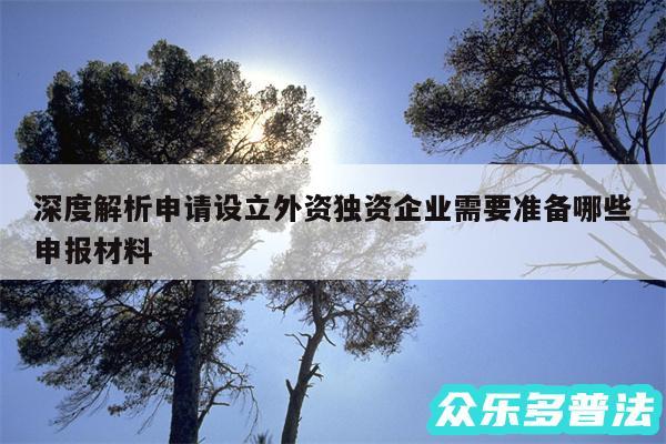 深度解析申请设立外资独资企业需要准备哪些申报材料