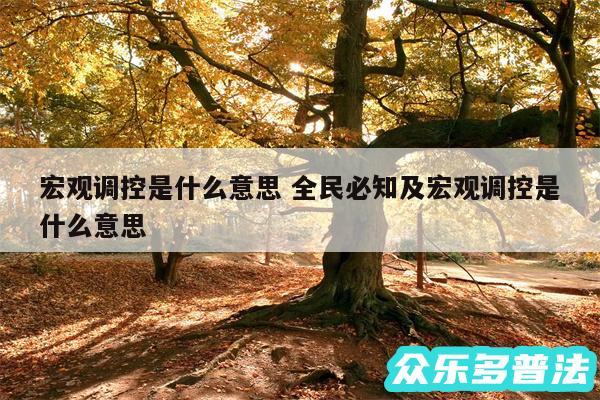 宏观调控是什么意思 全民必知及宏观调控是什么意思