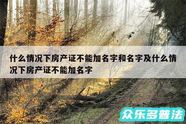 什么情况下房产证不能加名字和名字及什么情况下房产证不能加名字