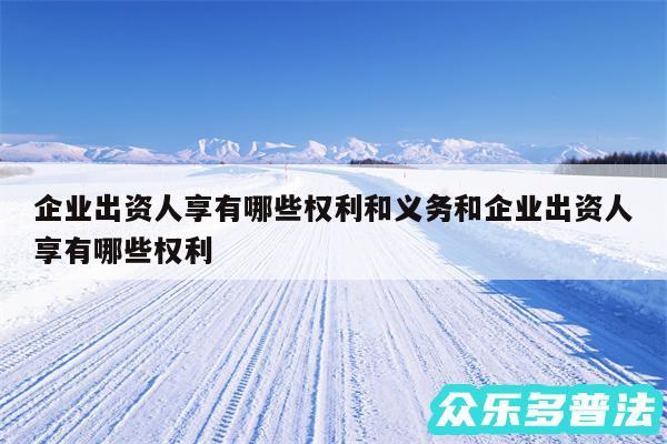 企业出资人享有哪些权利和义务和企业出资人享有哪些权利