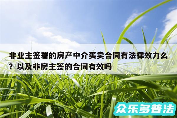 非业主签署的房产中介买卖合同有法律效力么?以及非房主签的合同有效吗