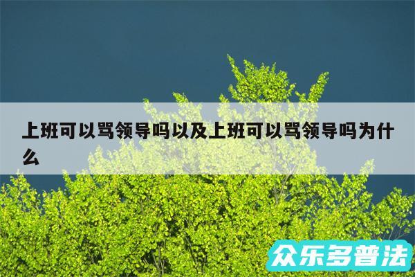 上班可以骂领导吗以及上班可以骂领导吗为什么