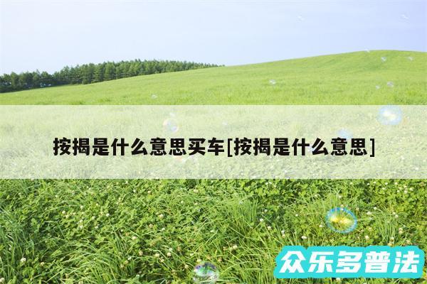 按揭是什么意思买车及按揭是什么意思