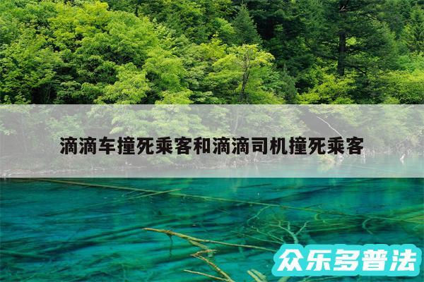 滴滴车撞死乘客和滴滴司机撞死乘客