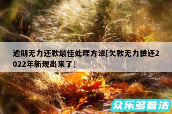 逾期无力还款最佳处理方法及欠款无力偿还2024年新规出来了