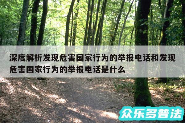 深度解析发现危害国家行为的举报电话和发现危害国家行为的举报电话是什么