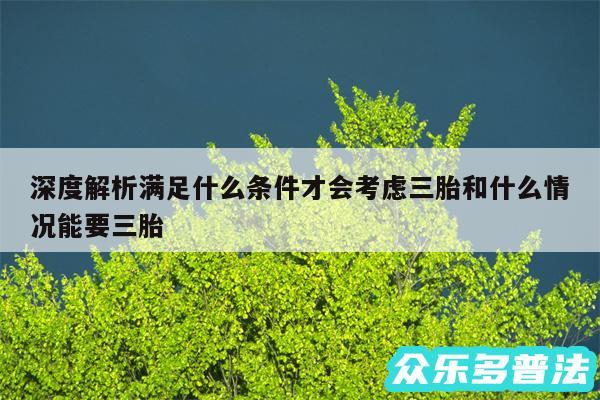 深度解析满足什么条件才会考虑三胎和什么情况能要三胎