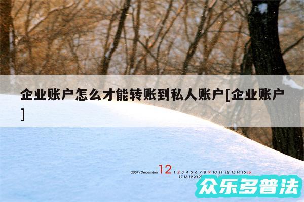 企业账户怎么才能转账到私人账户及企业账户