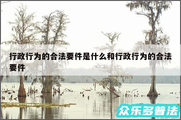 行政行为的合法要件是什么和行政行为的合法要件