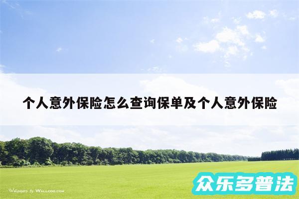 个人意外保险怎么查询保单及个人意外保险