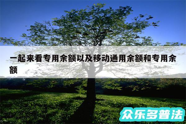 一起来看专用余额以及移动通用余额和专用余额