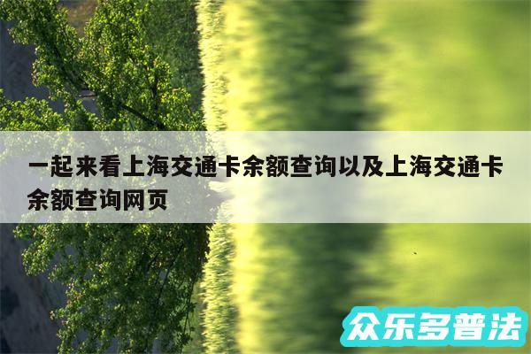 一起来看上海交通卡余额查询以及上海交通卡余额查询网页