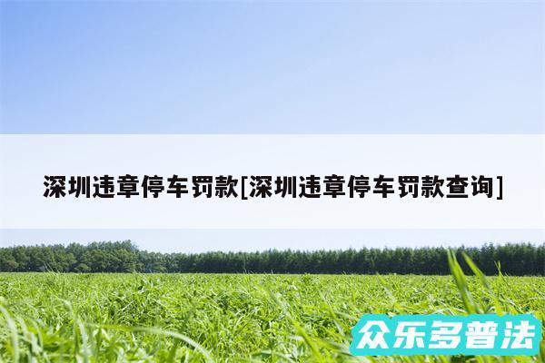 深圳违章停车罚款及深圳违章停车罚款查询