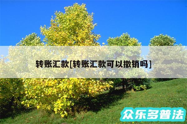 转账汇款及转账汇款可以撤销吗