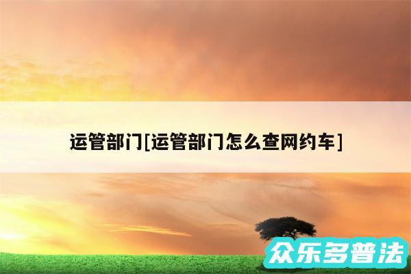 运管部门及运管部门怎么查网约车