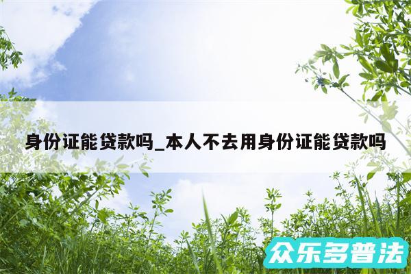 身份证能贷款吗_本人不去用身份证能贷款吗
