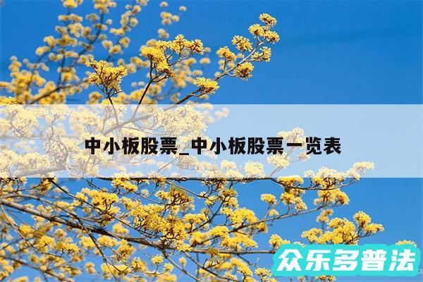 中小板股票_中小板股票一览表