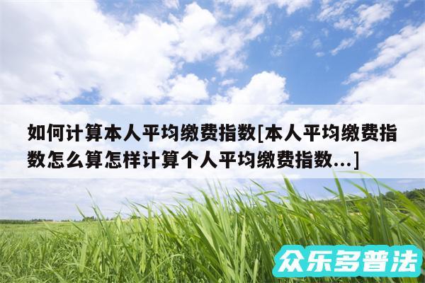 如何计算本人平均缴费指数及本人平均缴费指数怎么算怎样计算个人平均缴费指数...